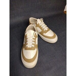 Pdfa Bdfgf Women's Synthetic Tan And White Low Top Sneakers Skater Size 41/8